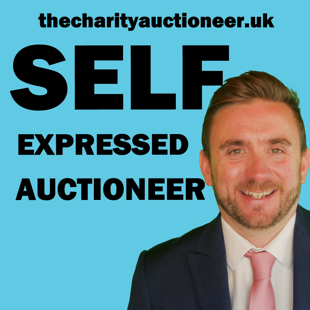 thecharityauctioneer.uk blog graphic titled Self Expressed Auctioneer with a headshot of a man in a tuxedo thecharityauctioneer.uk blog graphic titled Self Expressed Auctioneer with a headshot of a man in a tuxedo
