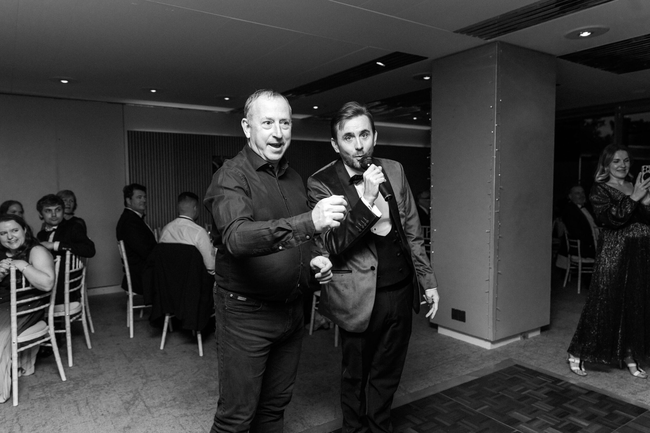 Charity auctioneer Kevin Durham running the live auction at Jigsaw Trust's charity gala, working the room as the bidding builds Charity auctioneer Kevin Durham running the live auction at Jigsaw Trust's charity gala, working the room as the bidding builds