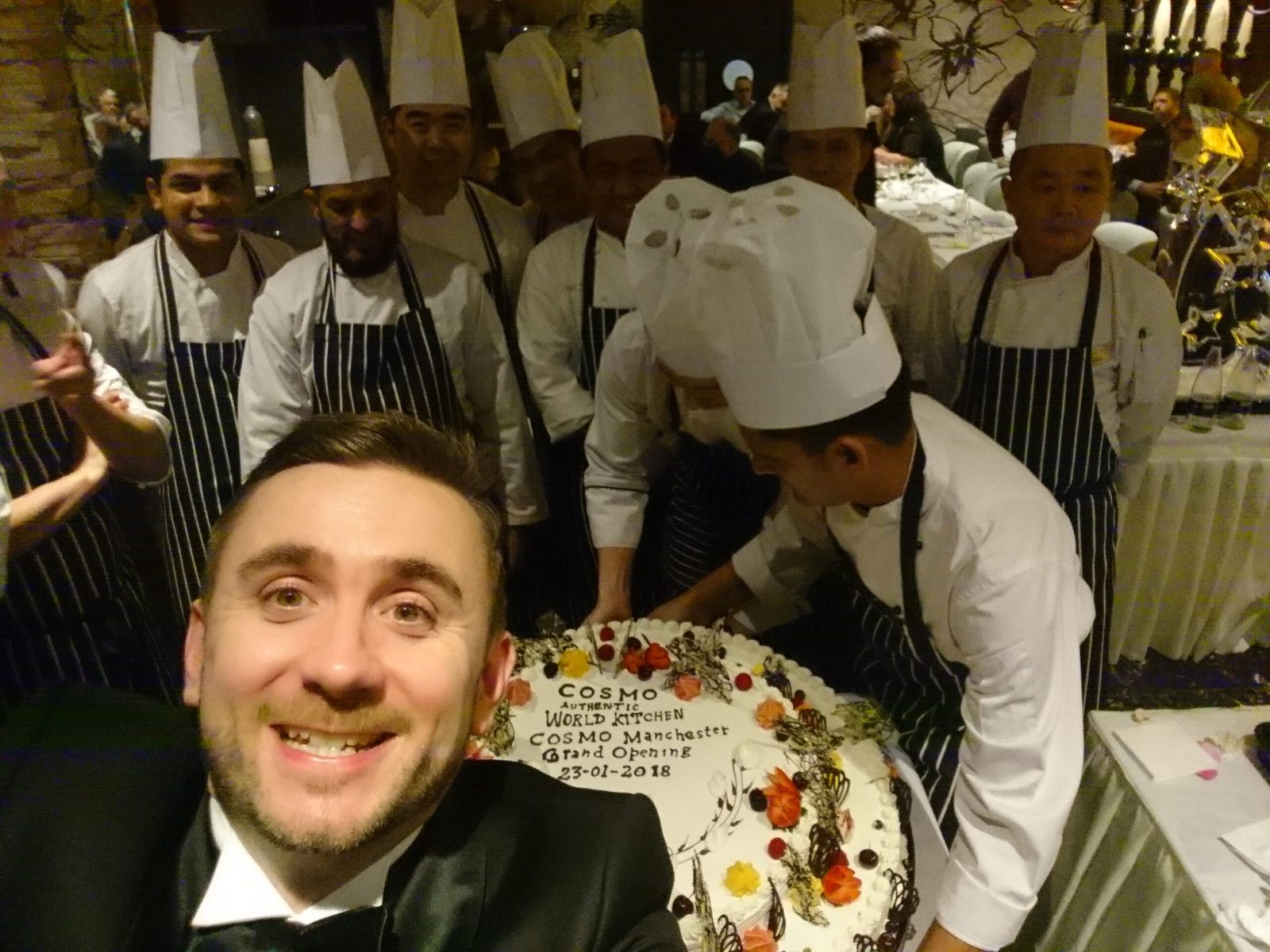 Kevin Durham hosting a venue opening with the kitchen brigade