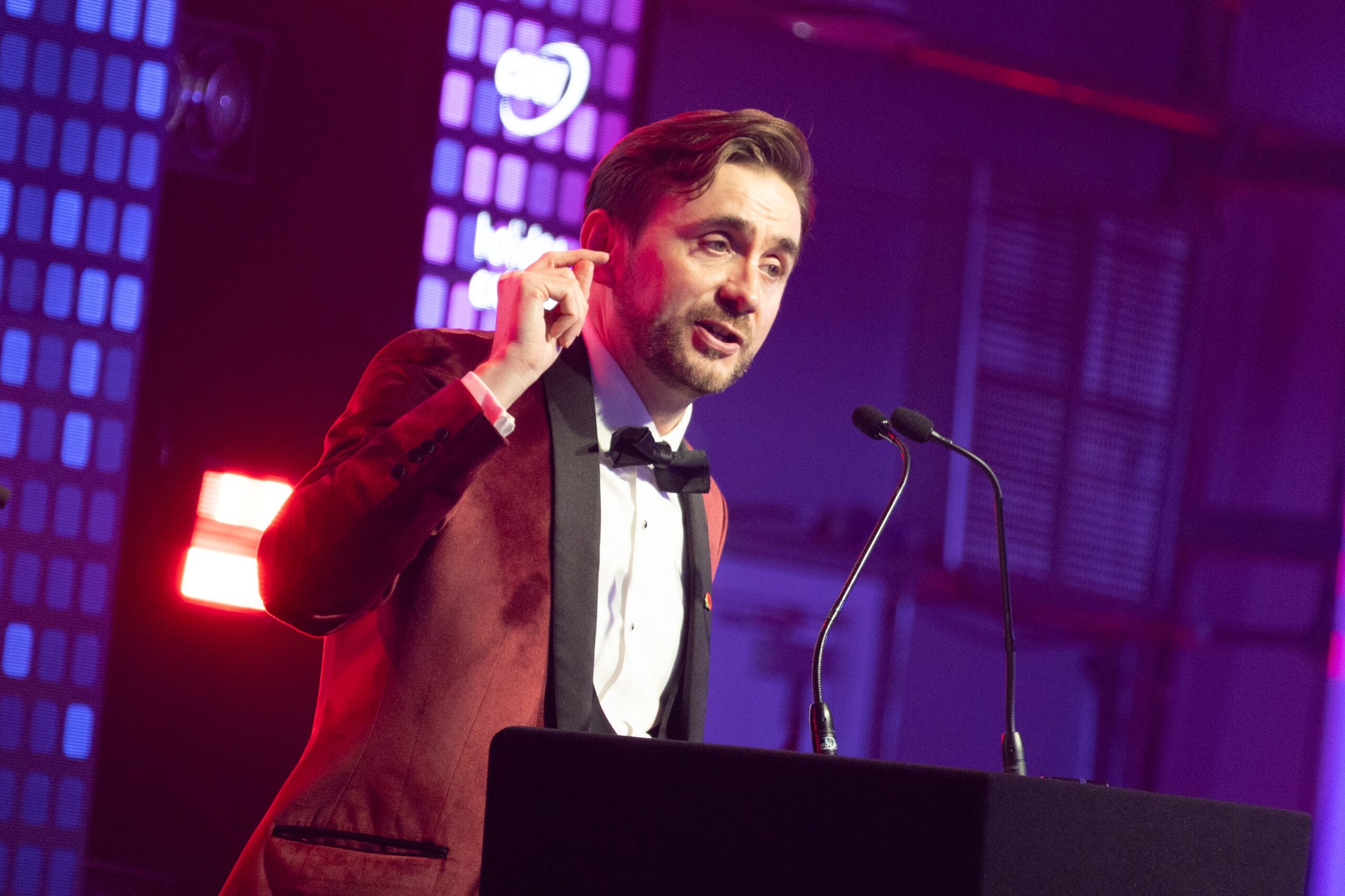 Charity auctioneer Kevin Durham hosting MAG-FEST, the Manchester Airport Group's charity gala, running the live auction and live pledge in aid of Medcare, Magic Breakfast, The Children's Society and Blessings in a Backpack.